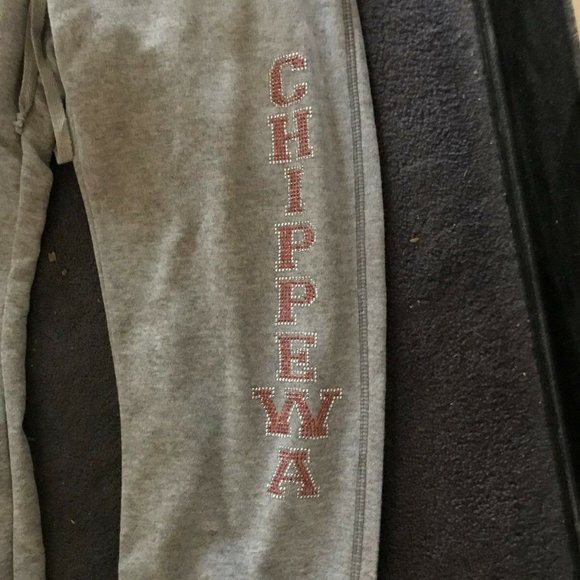 CHIPPEWA CAMP GRAY RHINESTONE SWEAT PANTS SOFFE - Picture 2 of 2